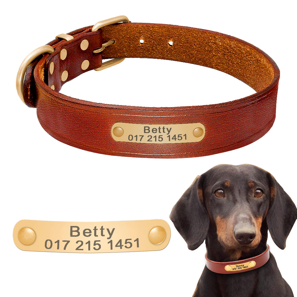 Custom Leather Dog Collar with Engraved ID Tag – Premium & Personal
