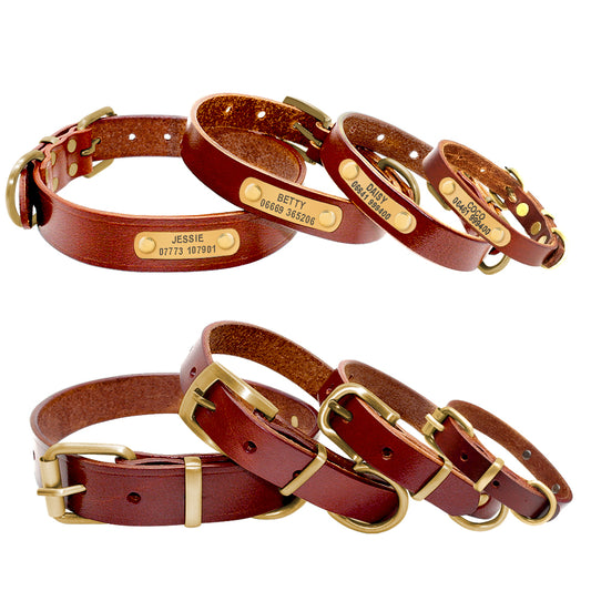 Custom Leather Dog Collar with Engraved ID Tag – Premium & Personal