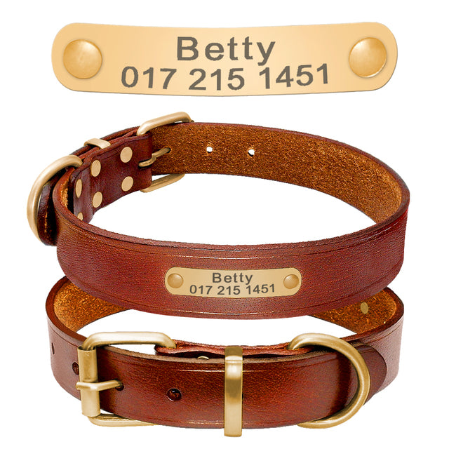 Custom Leather Dog Collar with Engraved ID Tag – Premium & Personal